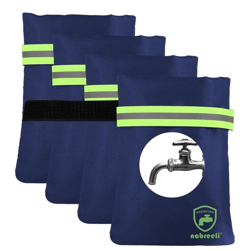 Outdoor Faucet Covers for Winter: 4 Pack Freeze Protection Hose Bib Insulation Cover 8.5""x5.9""x1.9"" Frost Free Outside Spigot Cover Bag Insulated Covers with Reflective Strips(Blue)